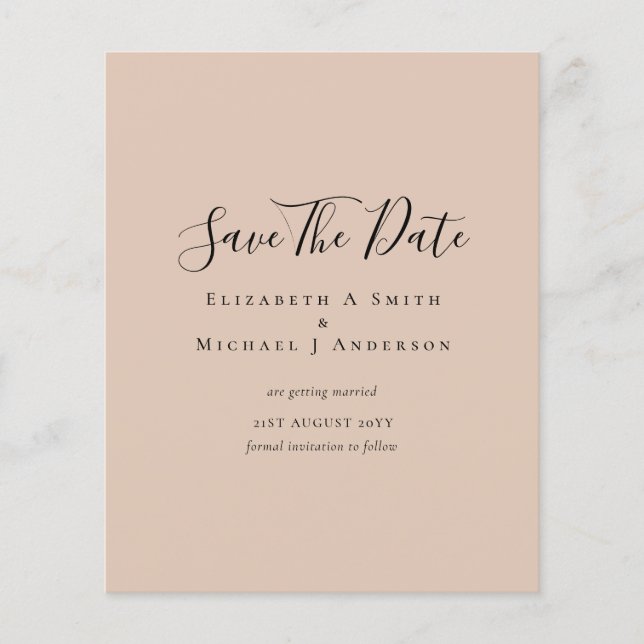Classic TEXT ONLY Minimalist BUDGET SAVE DATES Flyer (Front)