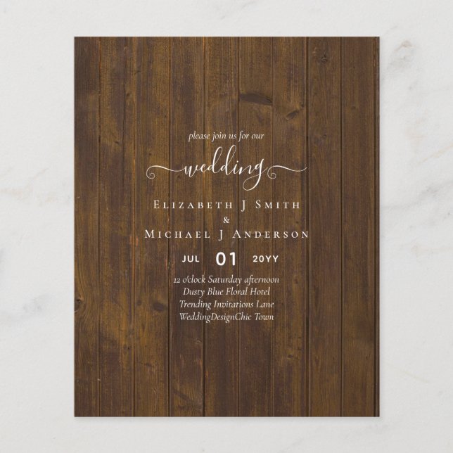 Classic TEXT ONLY Minimalist BUDGET WEDDING Flyer (Front)