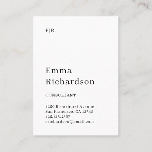Classic Text with Monogram  Black and White Business Card