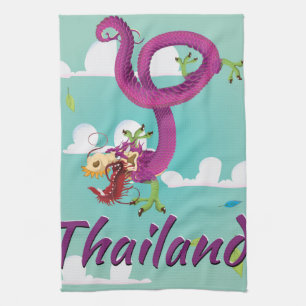 Classic Thailand Dragon Vintage Travel Poster Towel