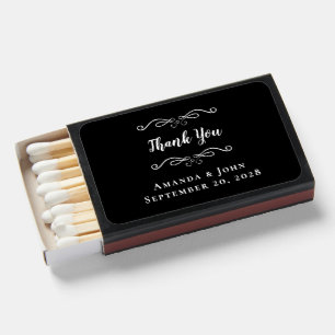 Classic Thank You Black & White Wedding Favors Matchboxes
