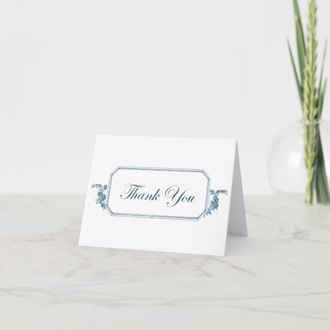 Classic Thank You Card in Blue & White Script (Front)