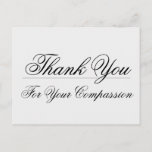 [ Thumbnail: Classic "Thank You For Your Compassion" Postcard ]