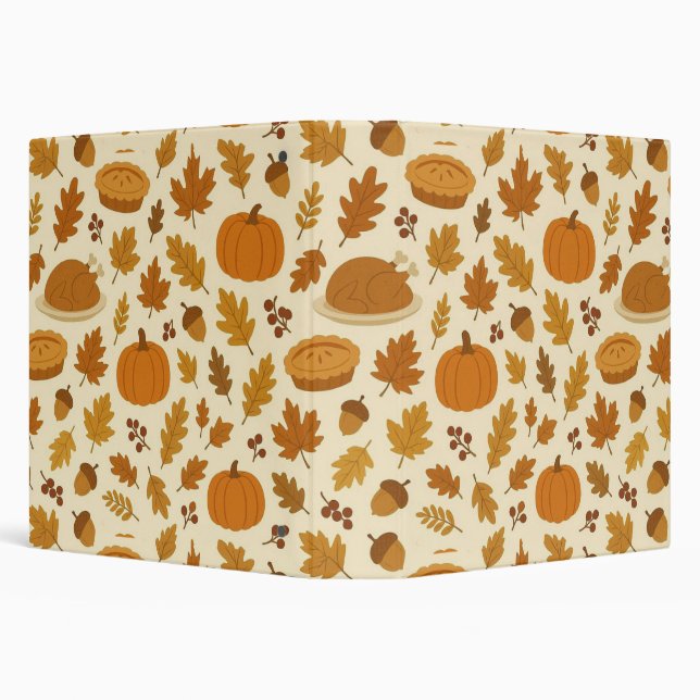 Classic Thanksgiving patterned  3 Ring Binder (Background)