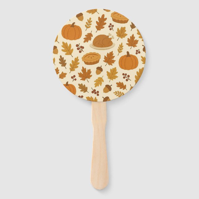 Classic Thanksgiving patterned  Hand Fan (Front)