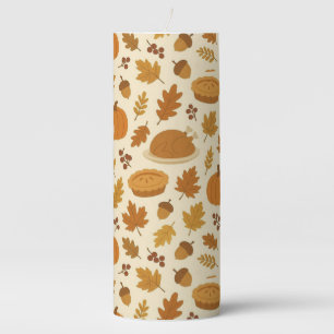 Classic Thanksgiving patterned  Pillar Candle