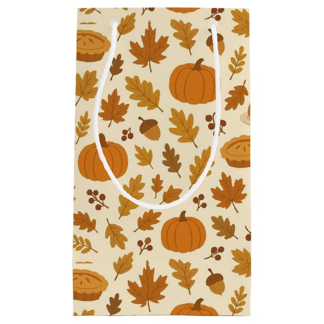 Classic Thanksgiving patterned  Small Gift Bag (Front)
