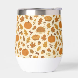 Classic Thanksgiving patterned  Thermal Wine Tumbler