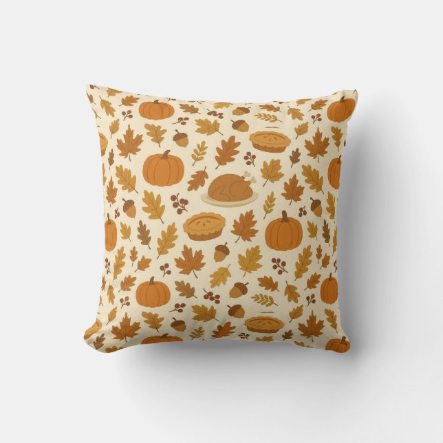 Classic Thanksgiving patterned  Throw Pillow (Front)