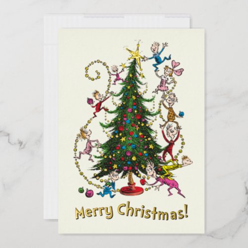 Classic The Grinch  Christmas Tree Foil Holiday Card