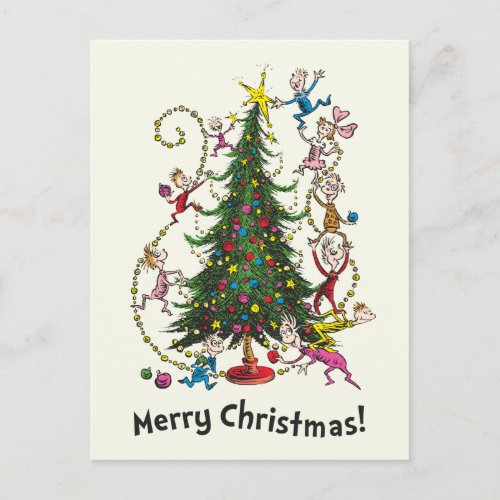 Classic The Grinch  Christmas Tree Holiday Postcard