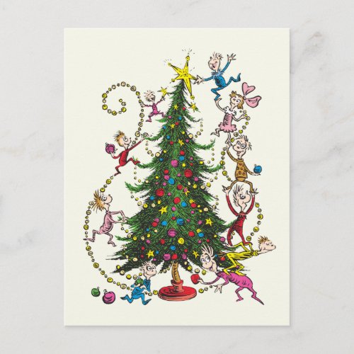 Classic The Grinch  Christmas Tree Holiday Postcard