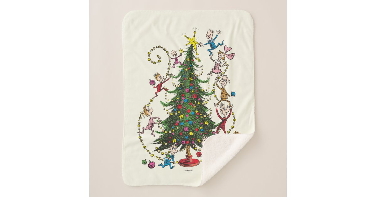 Classic The Grinch Christmas Tree Sherpa Blanket Zazzle