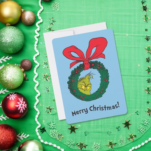 Classic The Grinch  Christmas Wreath Holiday Card