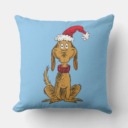 Classic The Grinch  Max _ Santa Hat Throw Pillow