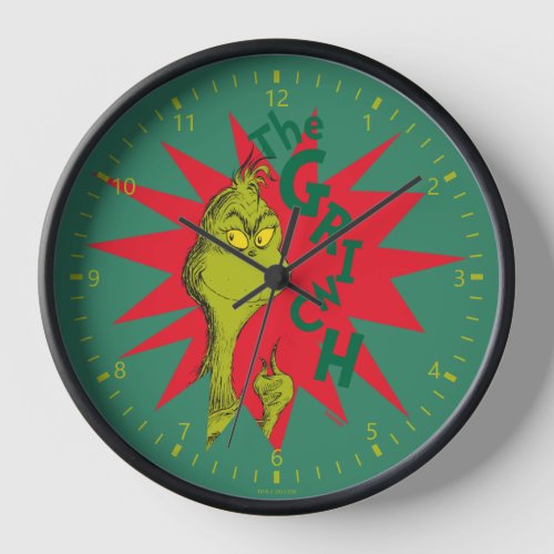 Classic The Grinch  Red Starburst Clock