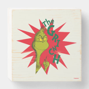 Classic The Grinch   Red Starburst Wooden Box Sign