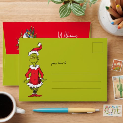 Classic The Grinch  Santa Claus Envelope