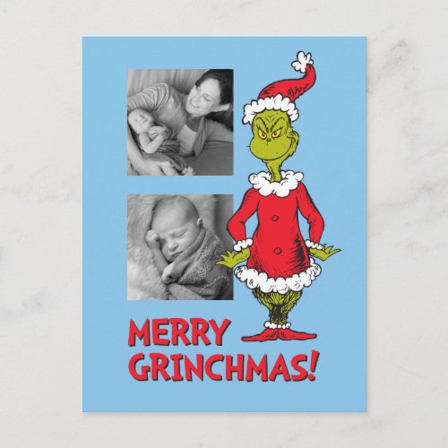 Classic The Grinch  Santa Claus Holiday Postcard