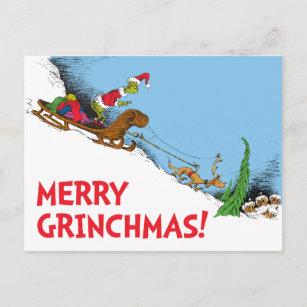 Classic The Grinch   The Grinch and Reindeer Max Holiday Postcard