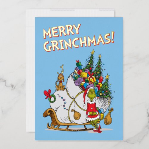 Classic The Grinch  The Grinch  Max Runaway Slei Foil Holiday Card