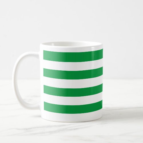 Classic Thick Green and White Horizontal Striped  Coffee Mug