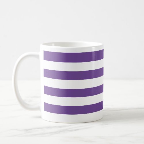 Classic Thick Purple and White Horizontal Striped  Coffee Mug