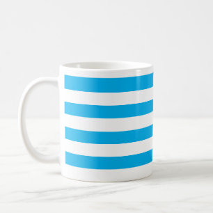 Classic Thick Sky Blue & White Horizontal Striped Coffee Mug