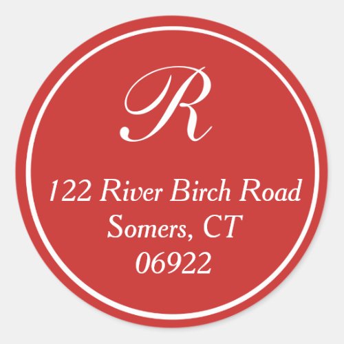 Classic Thin Border Monogram Address Seal in Red