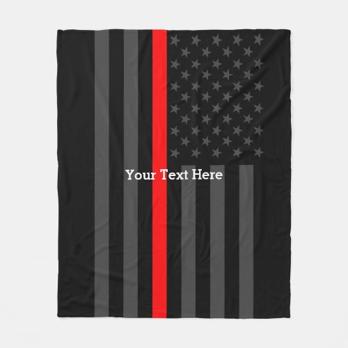 Classic Thin Red Line Personalized Black US Flag Fleece Blanket