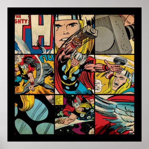 Classic Thor Comic Book Pattern Poster