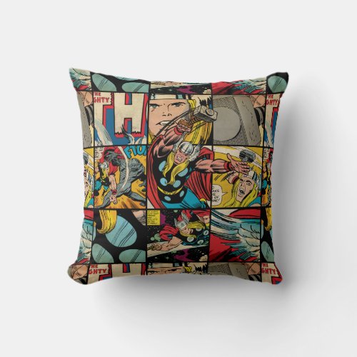Classic Thor Comic Book Pattern Throw Pillow