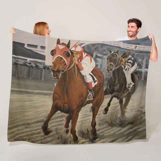 Classic Thoroughbred Race Horse Wins Fleece Blanket (In Situ)