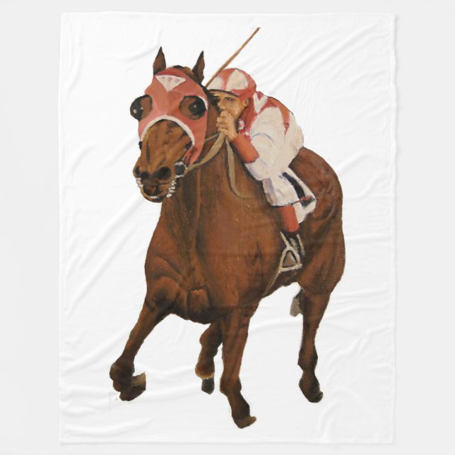 Classic Thoroughbred Race Horse Wins Fleece Blanket (Front)