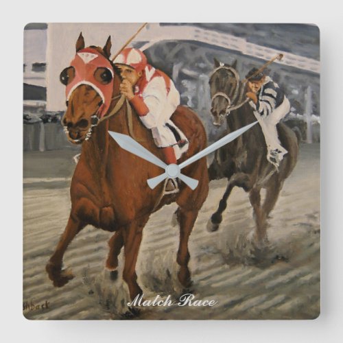 Classic Thoroughbred Race Horse Wins Square Wall Clock