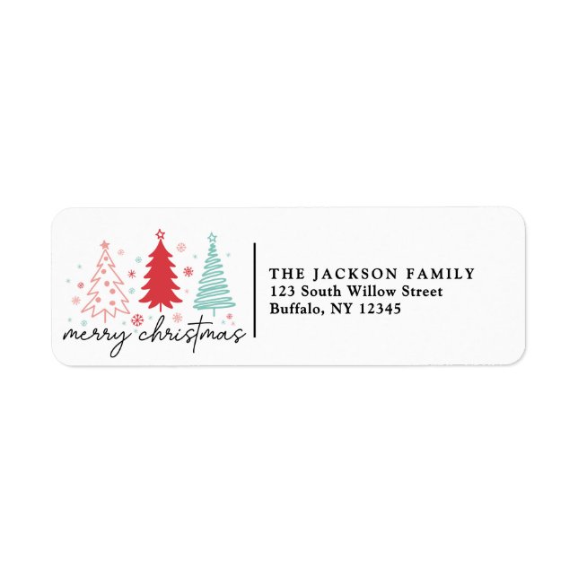 Classic Three Christmas Tree Return Address Label (Front)