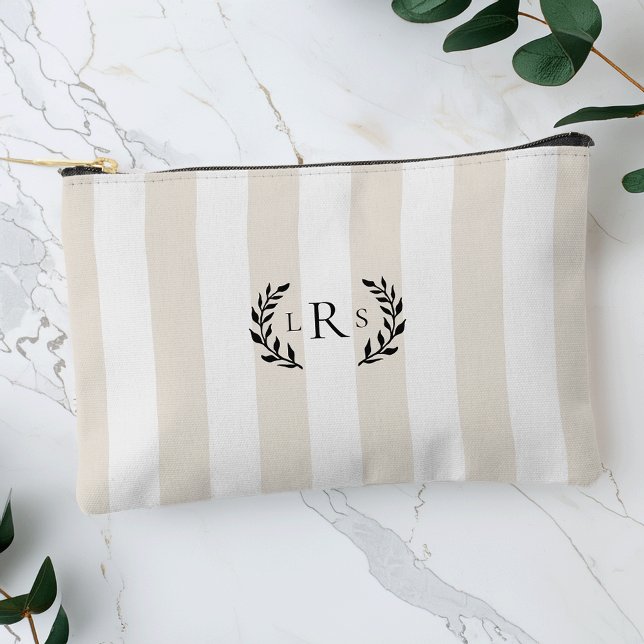 Classic Three Initial Laurel Monogram Accessory Pouch (Creator Uploaded)