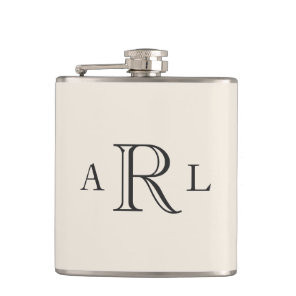 Classic Three Letter Monogram Flask