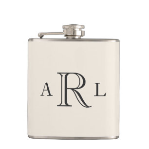 Classic Three Letter Monogram Flask