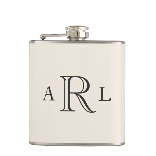 Classic Three Letter Monogram Flask