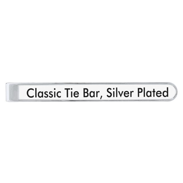 Classic Tie Bar, Silver Plated Silver Finish Tie Clip (Front)