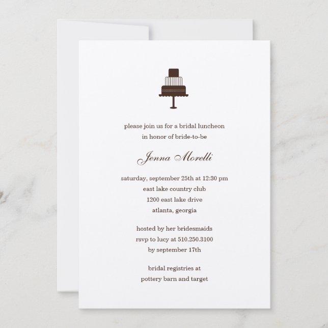 Classic Tiered Cake Bridal Shower Invitation (Front)