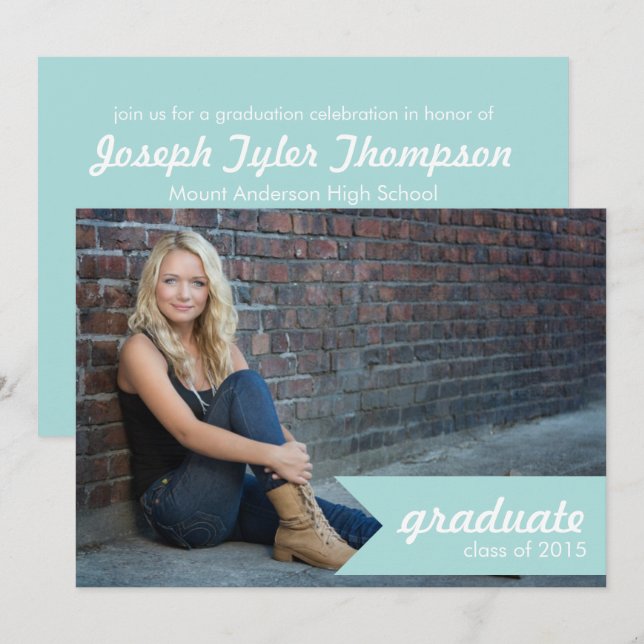 Classic Tiffany Graduation Announcement - Invite (Front/Back)