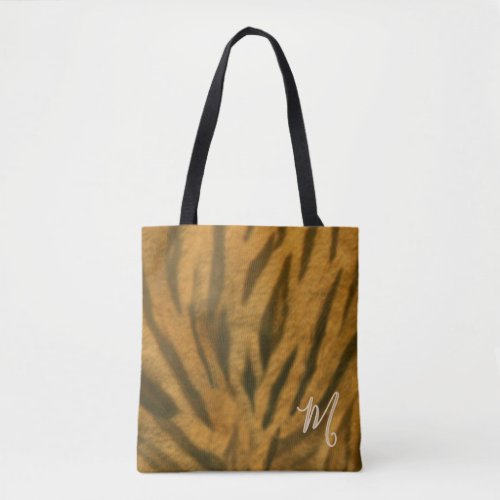Classic Tiger Print Custom Monogram Tote Bag