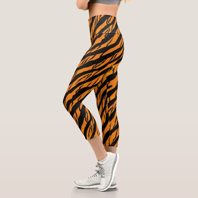 Classic Tiger Stripes Pattern Capri Leggings (Left)