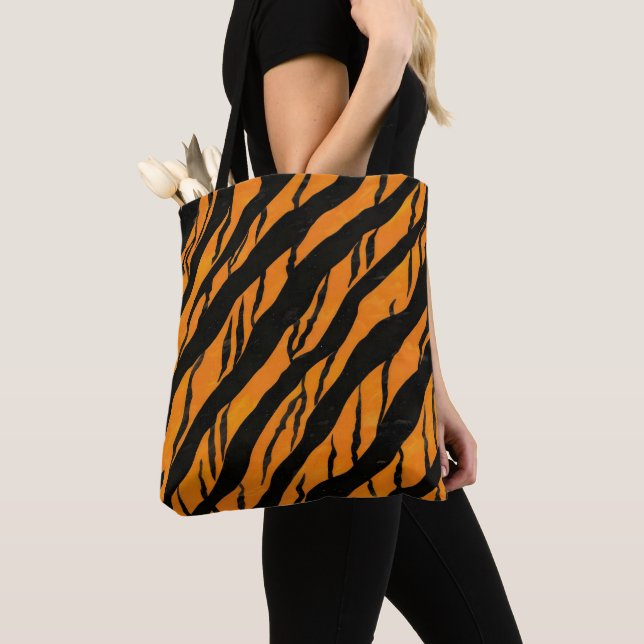 Classic Tiger Stripes Pattern Tote Bag (Close Up)