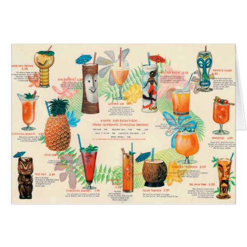 Classic Tiki Cocktail menu card