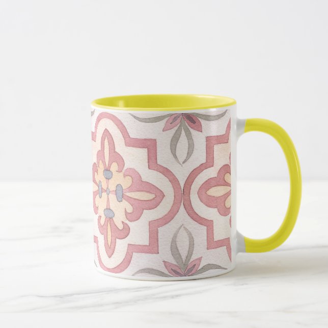 Classic tile gift set Mom favorite pattern pink Mug (Right)