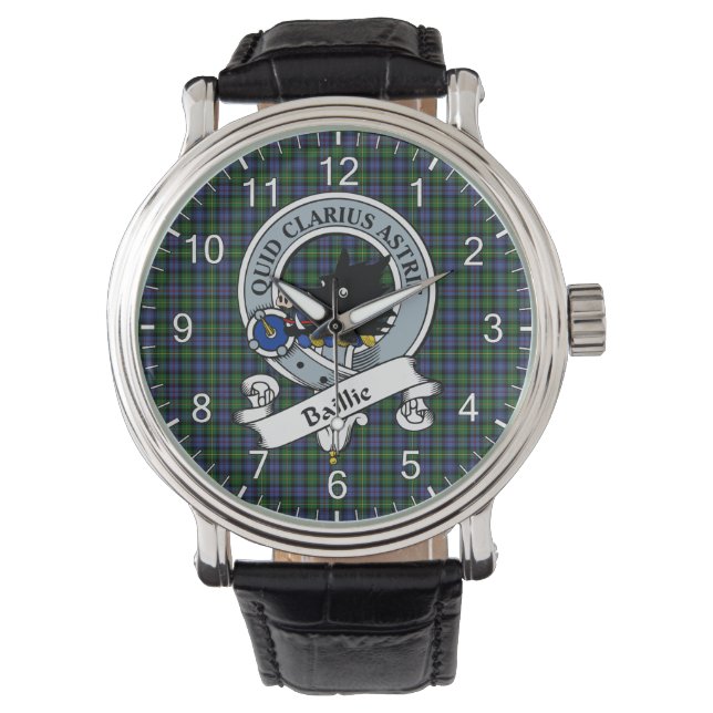 Classic Timeless Clan Baillie Hunting Badge Tartan Watch (Front)
