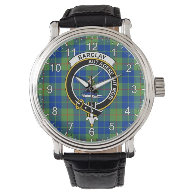 Classic Timeless Clan Barclay Hunting Tartan Badge Watch (Front)